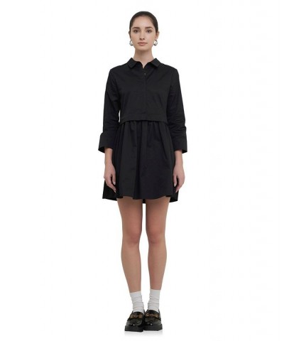 Women's Shirt Mini Dress Black $47.70 Dresses