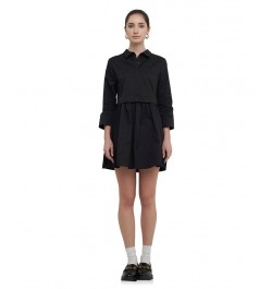 Women's Shirt Mini Dress Black $47.70 Dresses