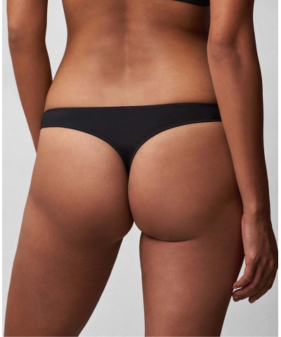 Women's Entice Eyelash Lace Trim Thong 371143 Black/Night $13.69 Panty