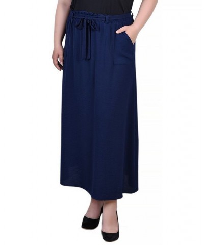Plus Size Ankle Length Belted A-Line Skirt Blue $14.60 Skirts