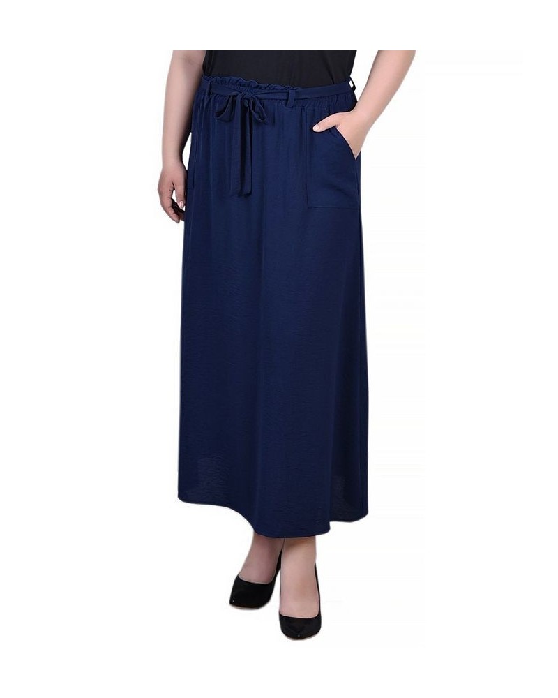 Plus Size Ankle Length Belted A-Line Skirt Blue $14.60 Skirts