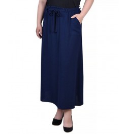 Plus Size Ankle Length Belted A-Line Skirt Blue $14.60 Skirts