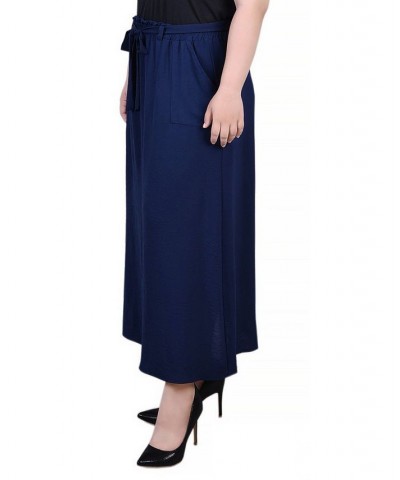 Plus Size Ankle Length Belted A-Line Skirt Blue $14.60 Skirts