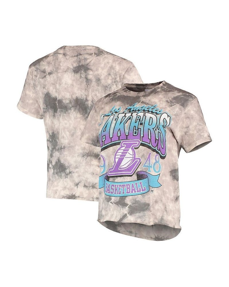 Women's '47 Los Angeles Lakers 2021/22 City Edition Vintage-Look Tie-Dye Tubular Cropped T-shirt White, Black $18.06 Tops