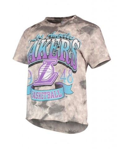 Women's '47 Los Angeles Lakers 2021/22 City Edition Vintage-Look Tie-Dye Tubular Cropped T-shirt White, Black $18.06 Tops