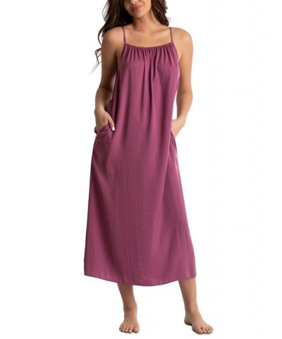 Women's Aurora Hammered-Satin Sleeveless Gown Lilac Haze $17.64 Sleepwear