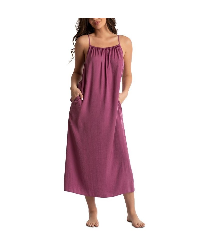 Women's Aurora Hammered-Satin Sleeveless Gown Lilac Haze $17.64 Sleepwear