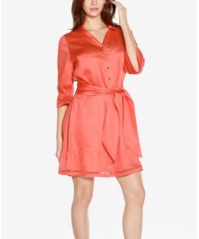 Black Label Petite Collared Button Front Dress Orange $56.35 Dresses