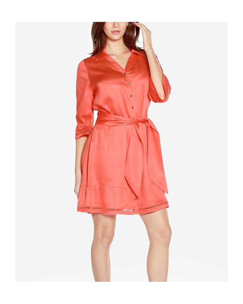 Black Label Petite Collared Button Front Dress Orange $56.35 Dresses