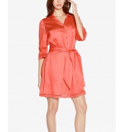 Black Label Petite Collared Button Front Dress Orange $56.35 Dresses