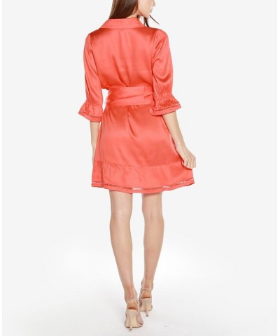 Black Label Petite Collared Button Front Dress Orange $56.35 Dresses