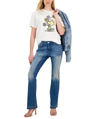 Juniors' Peanuts-Woodstock Cotton Graphic Short Sleeve T-Shirt White $10.63 Tops