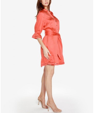 Black Label Petite Collared Button Front Dress Orange $56.35 Dresses