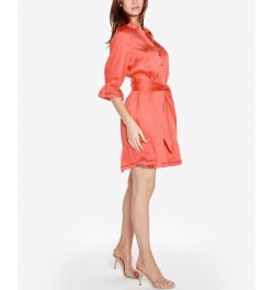 Black Label Petite Collared Button Front Dress Orange $56.35 Dresses