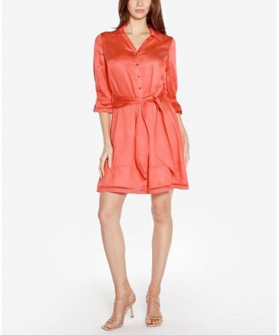 Black Label Petite Collared Button Front Dress Orange $56.35 Dresses