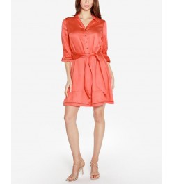 Black Label Petite Collared Button Front Dress Orange $56.35 Dresses