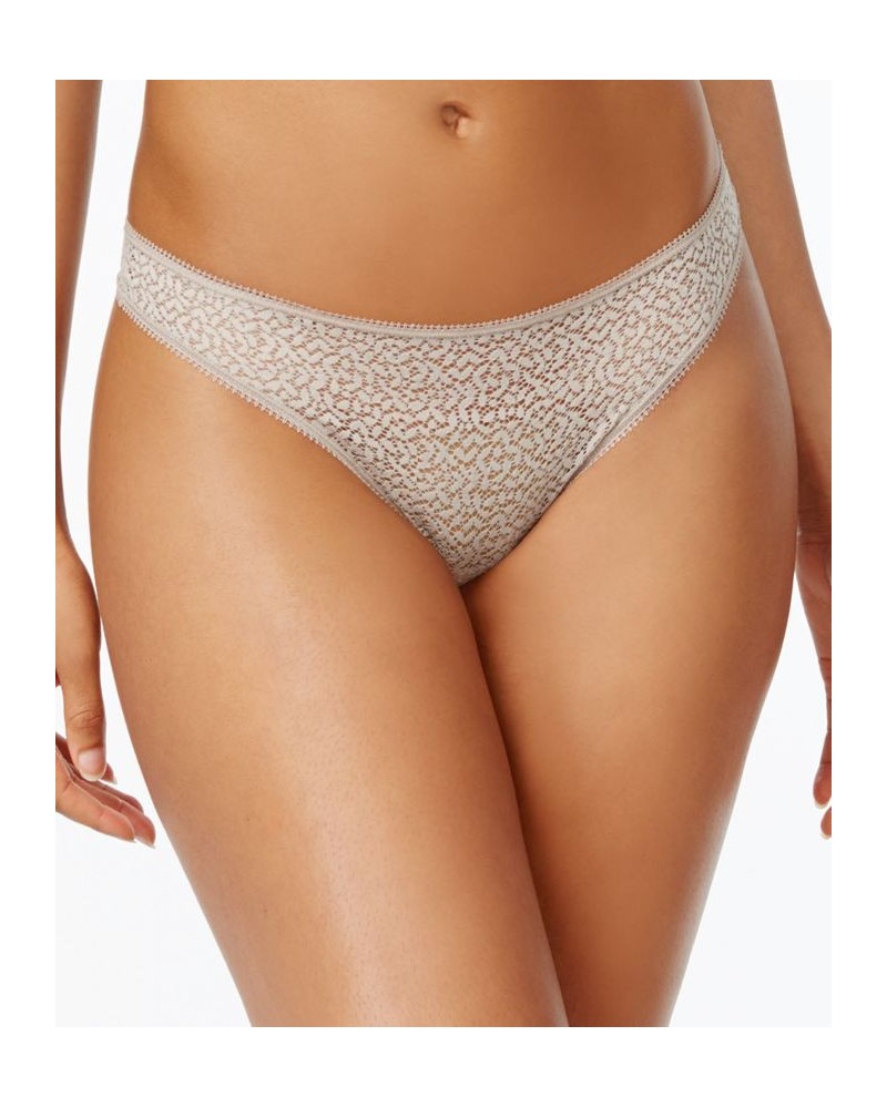 Modern Lace Satin-Trim Thong Underwear DK5013 Tan/Beige $9.57 Underwears