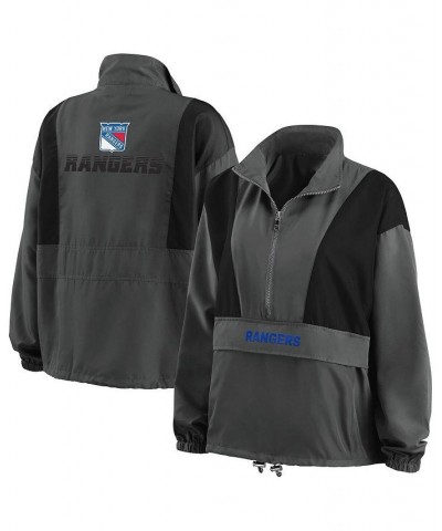 Women's Charcoal New York Rangers Popover Packable Half-Zip Jacket Charcoal $39.90 Jackets