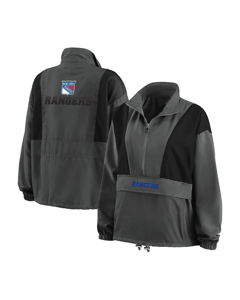 Women's Charcoal New York Rangers Popover Packable Half-Zip Jacket Charcoal $39.90 Jackets