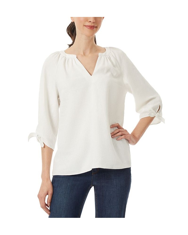 Women's 3/4-Sleeve Split-Neck Top Nyc White $34.19 Tops