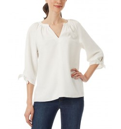 Women's 3/4-Sleeve Split-Neck Top Nyc White $34.19 Tops