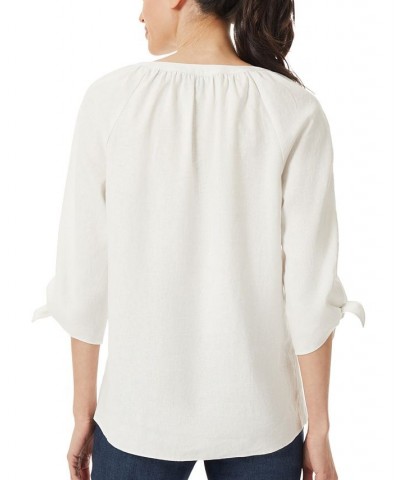 Women's 3/4-Sleeve Split-Neck Top Nyc White $34.19 Tops