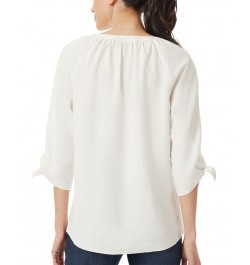 Women's 3/4-Sleeve Split-Neck Top Nyc White $34.19 Tops