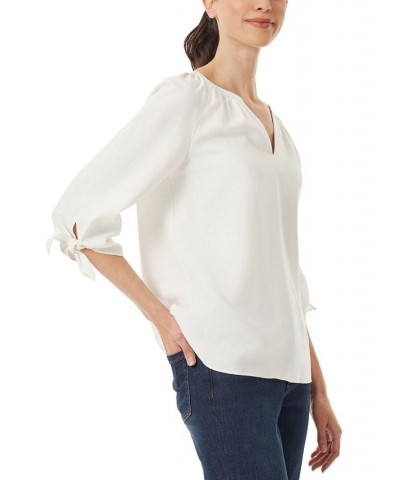 Women's 3/4-Sleeve Split-Neck Top Nyc White $34.19 Tops