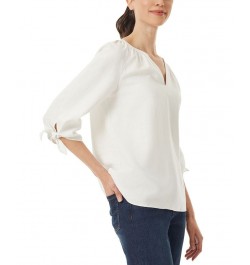 Women's 3/4-Sleeve Split-Neck Top Nyc White $34.19 Tops