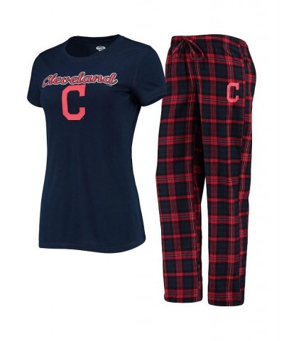 Women's Navy Red Cleveland Indians Lodge T-shirt and Pants Sleep Set Navy, Red $24.20 Pajama