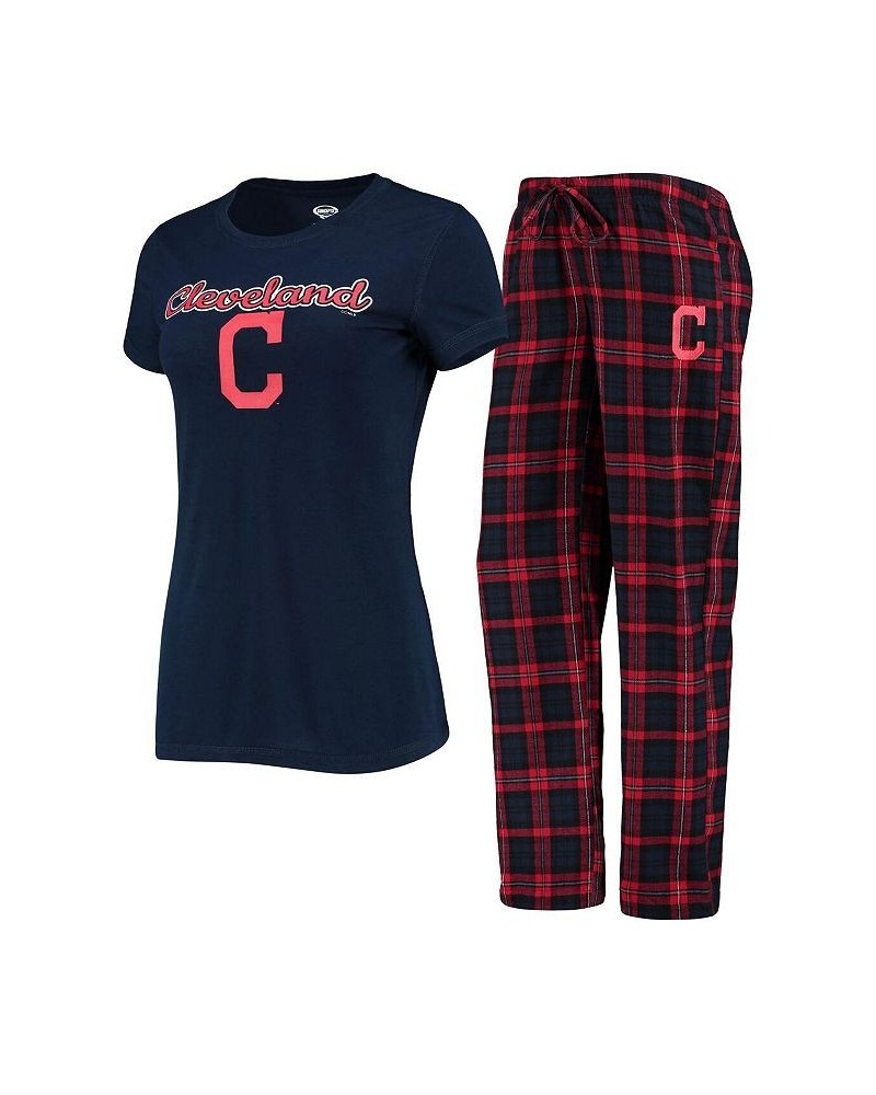 Women's Navy Red Cleveland Indians Lodge T-shirt and Pants Sleep Set Navy, Red $24.20 Pajama