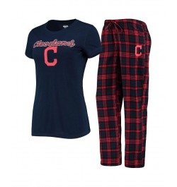 Women's Navy Red Cleveland Indians Lodge T-shirt and Pants Sleep Set Navy, Red $24.20 Pajama