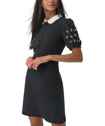 Women's Embellished-Sleeve Sheath Dress Black $60.04 Dresses