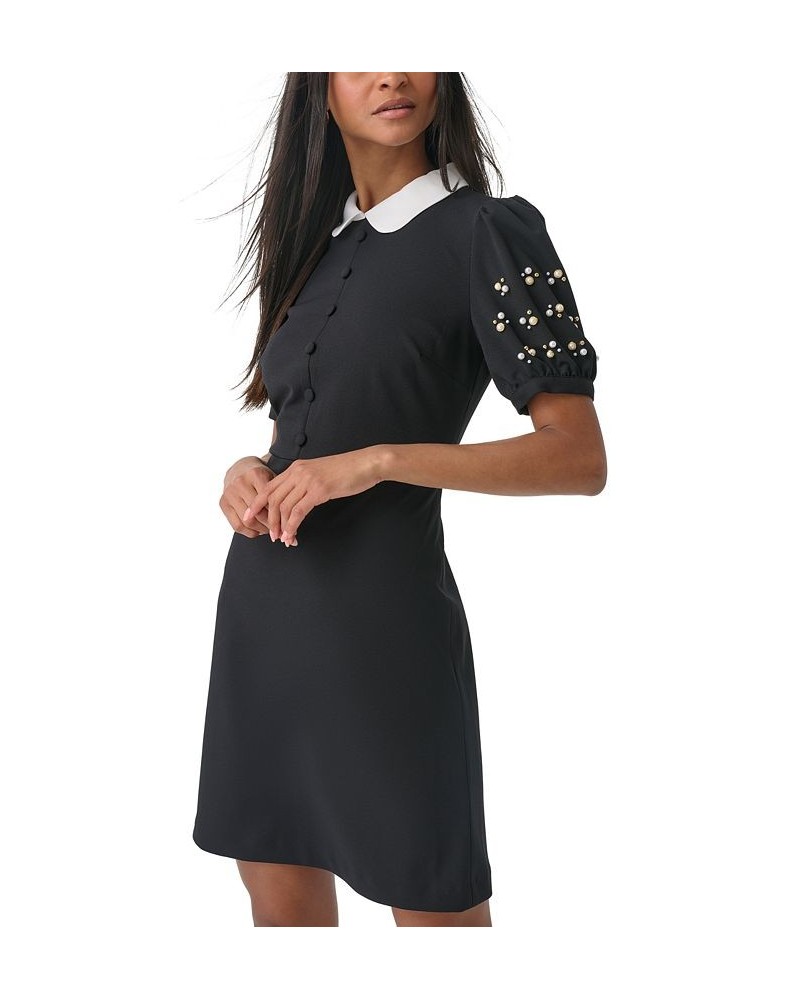 Women's Embellished-Sleeve Sheath Dress Black $60.04 Dresses