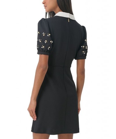 Women's Embellished-Sleeve Sheath Dress Black $60.04 Dresses