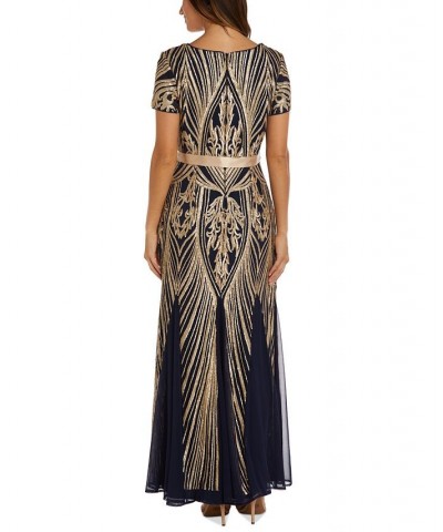 Sequined Belted Dress Blue $67.66 Dresses