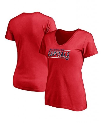Women's Branded Red Washington Capitals Mascot In Bounds V-Neck T-shirt Red $14.52 Tops