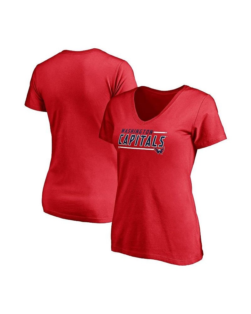 Women's Branded Red Washington Capitals Mascot In Bounds V-Neck T-shirt Red $14.52 Tops