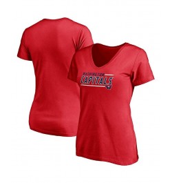 Women's Branded Red Washington Capitals Mascot In Bounds V-Neck T-shirt Red $14.52 Tops