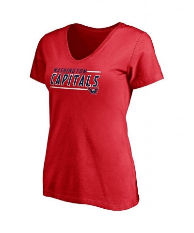 Women's Branded Red Washington Capitals Mascot In Bounds V-Neck T-shirt Red $14.52 Tops