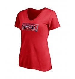 Women's Branded Red Washington Capitals Mascot In Bounds V-Neck T-shirt Red $14.52 Tops