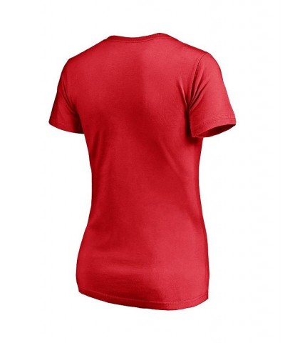 Women's Branded Red Washington Capitals Mascot In Bounds V-Neck T-shirt Red $14.52 Tops