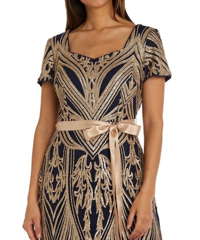 Sequined Belted Dress Blue $67.66 Dresses