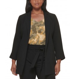 Plus Size Ruched-Sleeve Open-Front Blazer Black $40.75 Jackets