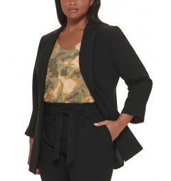 Plus Size Ruched-Sleeve Open-Front Blazer Black $40.75 Jackets