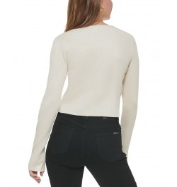 Women's Cropped Rib-Knit Sweater Mascarpone Gold $24.68 Sweaters