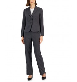 Women's Two-Button Pinstriped Pantsuit Regular & Petite Gray $45.00 Suits