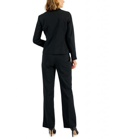 Women's Two-Button Pinstriped Pantsuit Regular & Petite Gray $45.00 Suits