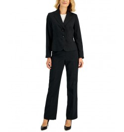 Women's Two-Button Pinstriped Pantsuit Regular & Petite Gray $45.00 Suits