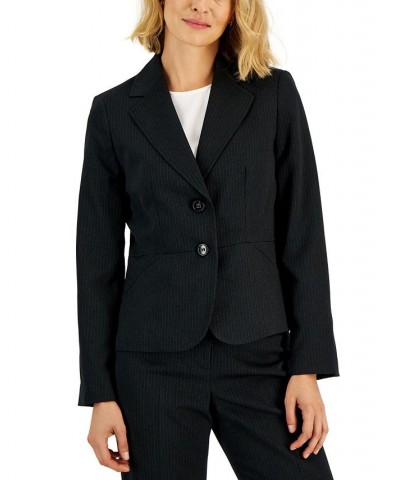 Women's Two-Button Pinstriped Pantsuit Regular & Petite Gray $45.00 Suits